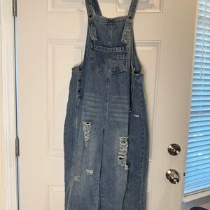 Distressed Denim Overalls